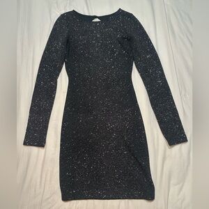 Windsor Black and Silver Long Sleeve Bodycon Dress
